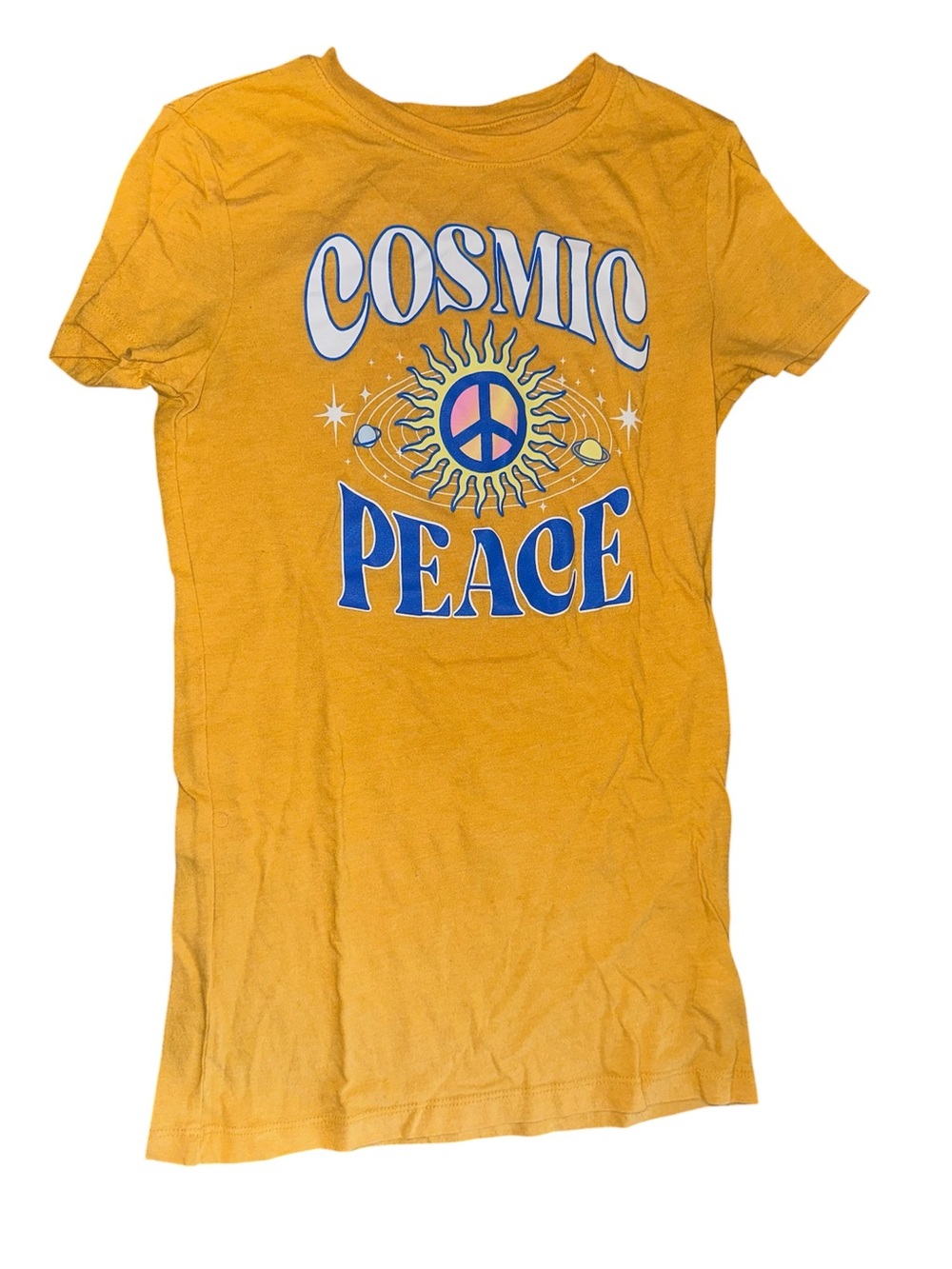 Aeropostale Mustard Yellow "Cosmic Peace" Graphic Tee